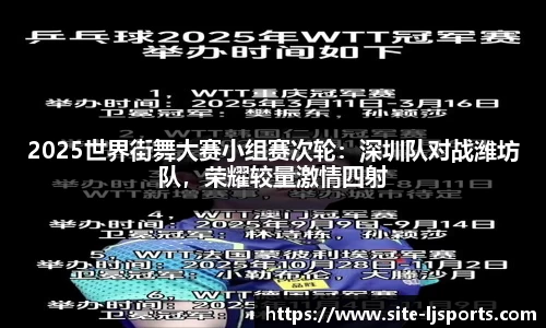 2025世界街舞大赛小组赛次轮：深圳队对战潍坊队，荣耀较量激情四射